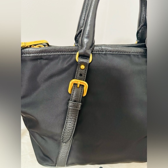 PRADA Tessuto Vitello Daino Nylon Tote Shoulder Bag Black |AUTHENTIC! - Picture 6 of 13